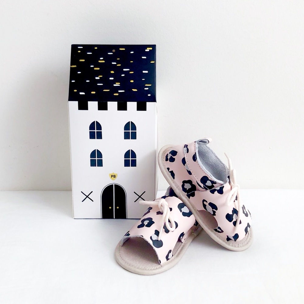 Pretty Brave baby leopard print leather sandals size 18-24 m